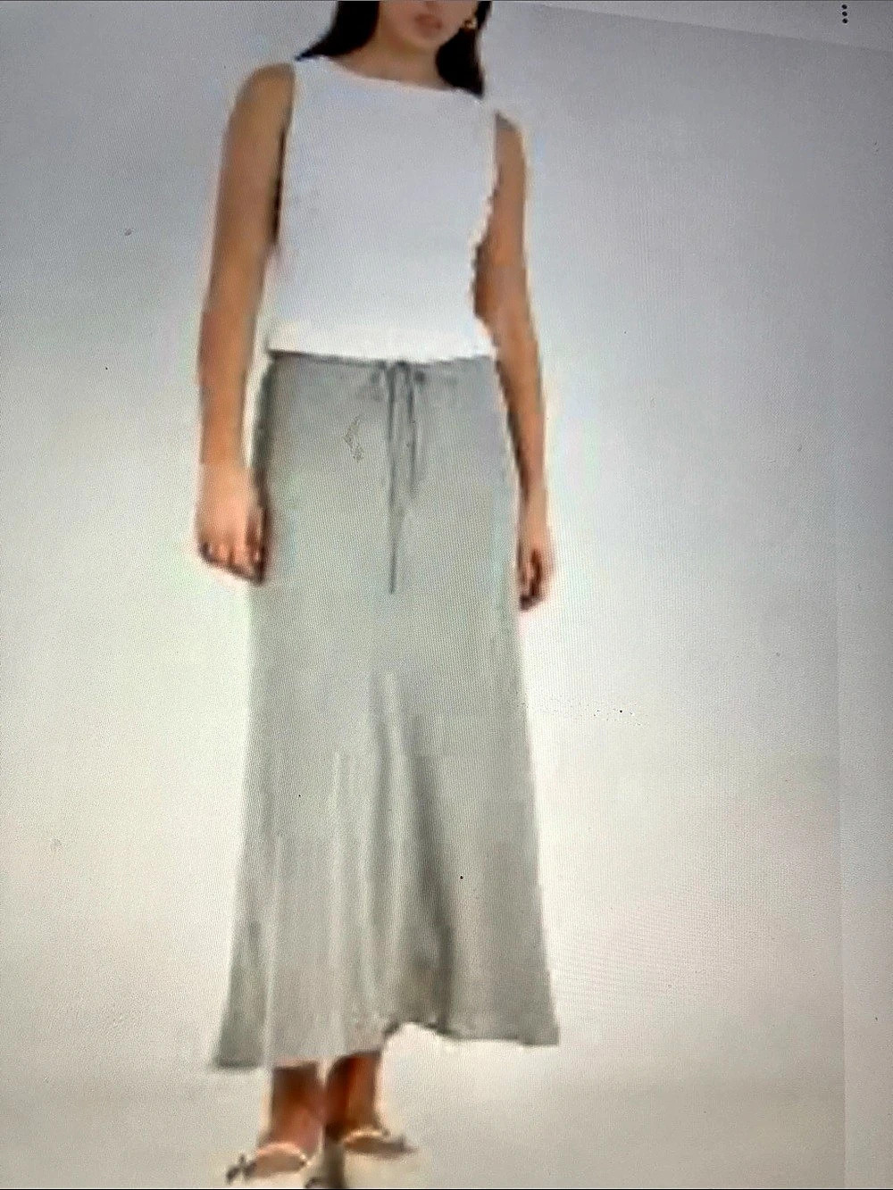 joie Striped Maxi Skirt in White & Blue XL Like New